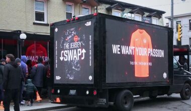 In Toronto’s Little Italy, fans line up to swap jerseys and embrace Team Canada