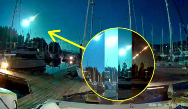 Bright fireball meteor lights up the night sky over Vancouver Island