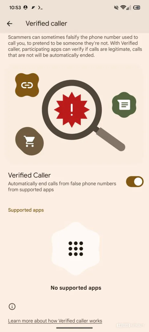 verified caller feature in Android