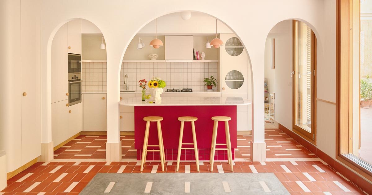 terracotta and burgundy accents revive narrow valencia home