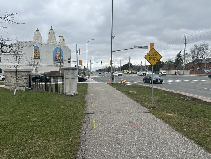 Triveni Temple in Brampton city, Canada, outside which the protest was held.