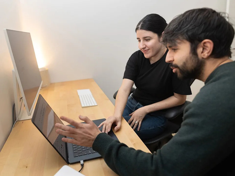 Calgary couple Ahmad Araza Jamal and Florencia Chomski in their home office where they developed Canadian-made budgeting app Waypoint Budget in Calgary on Sunday, April 5, 2026.
