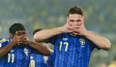 Sweden's Viktor Gyokeres celebrating during World Cup 2026 qualifying