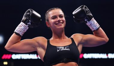 MANCHESTER, ENGLAND - JULY 05: Skye Nicolson poses for a photo following her victory over Carla Camila Campos Gonzales in their Super Bantamweight fight on 'The Warrior Code' fight card at AO Arena on July 05, 2025 in Manchester, England. (Photo by Alex Livesey/Getty Images)