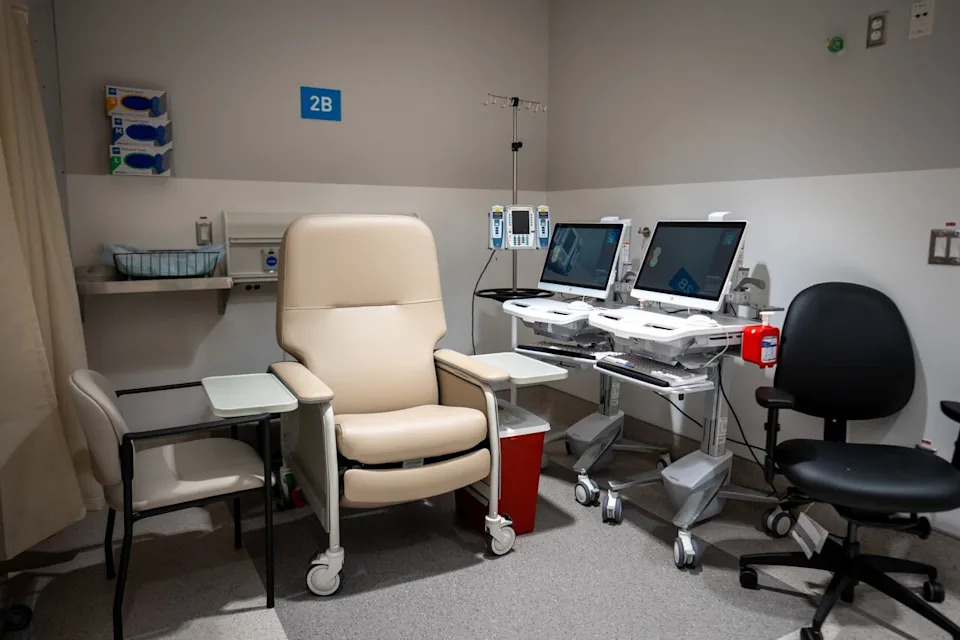 The expanded chemotherapy suite at the B.C. Cancer Surrey centre attached the Surrey Memorial Hospital in Surrey, B.C., on Monday, April 20, 2026.