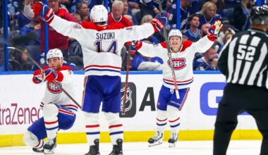 Slafkovsky completes hat trick in OT, Canadiens defeat Lightning in Game 1 of Eastern 1st Round