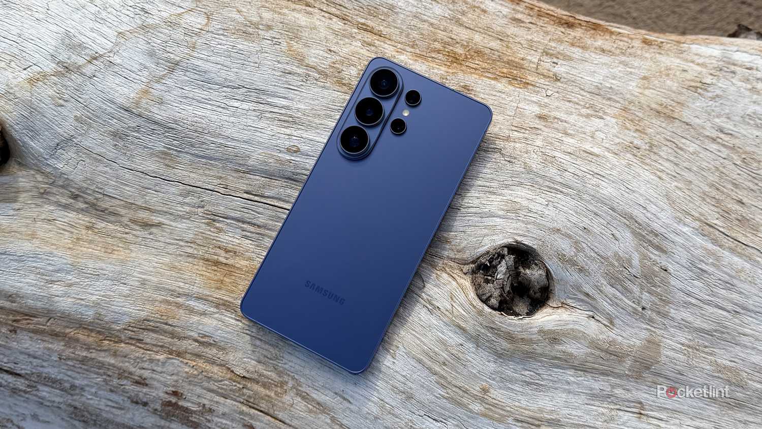 Galaxy S26 Ultra on tree trunk.