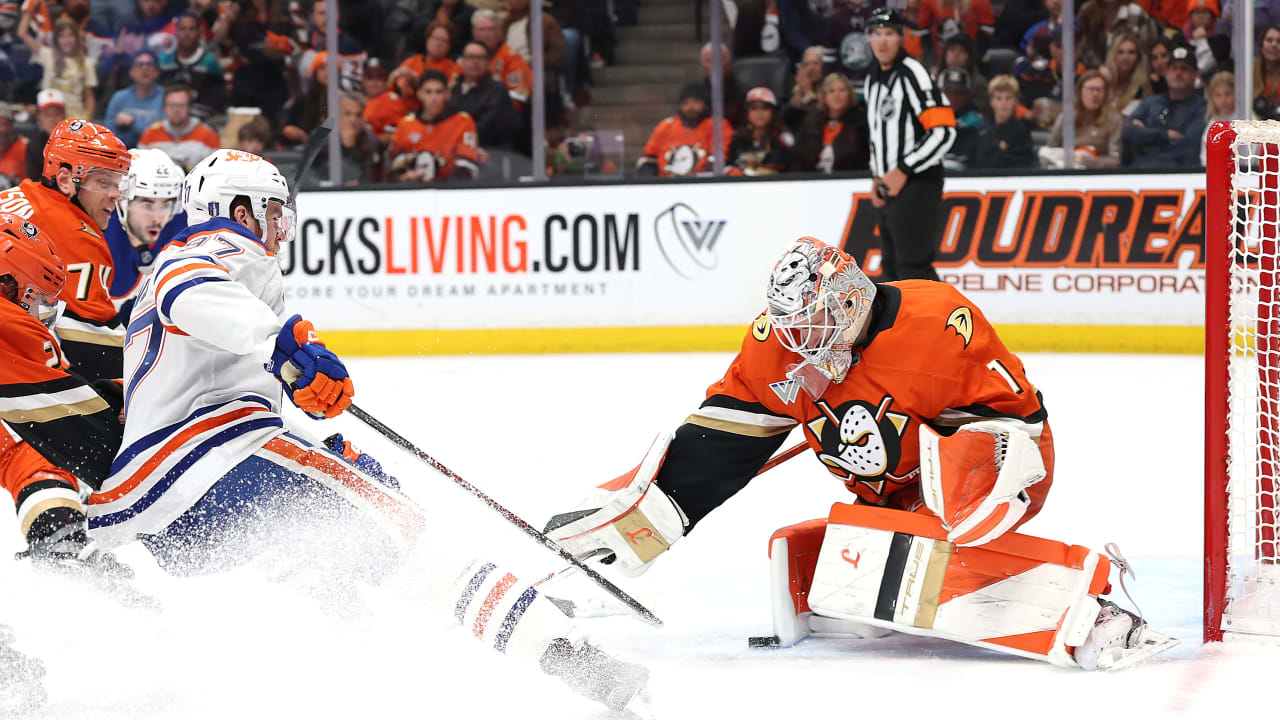 Dostal robs McDavid with the pad