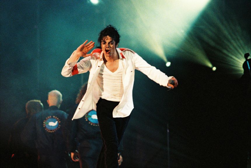 Jackson performing at London's Wembley Stadium in 1992, one year before the first major accusation against him. Jackson maintained his innocence.