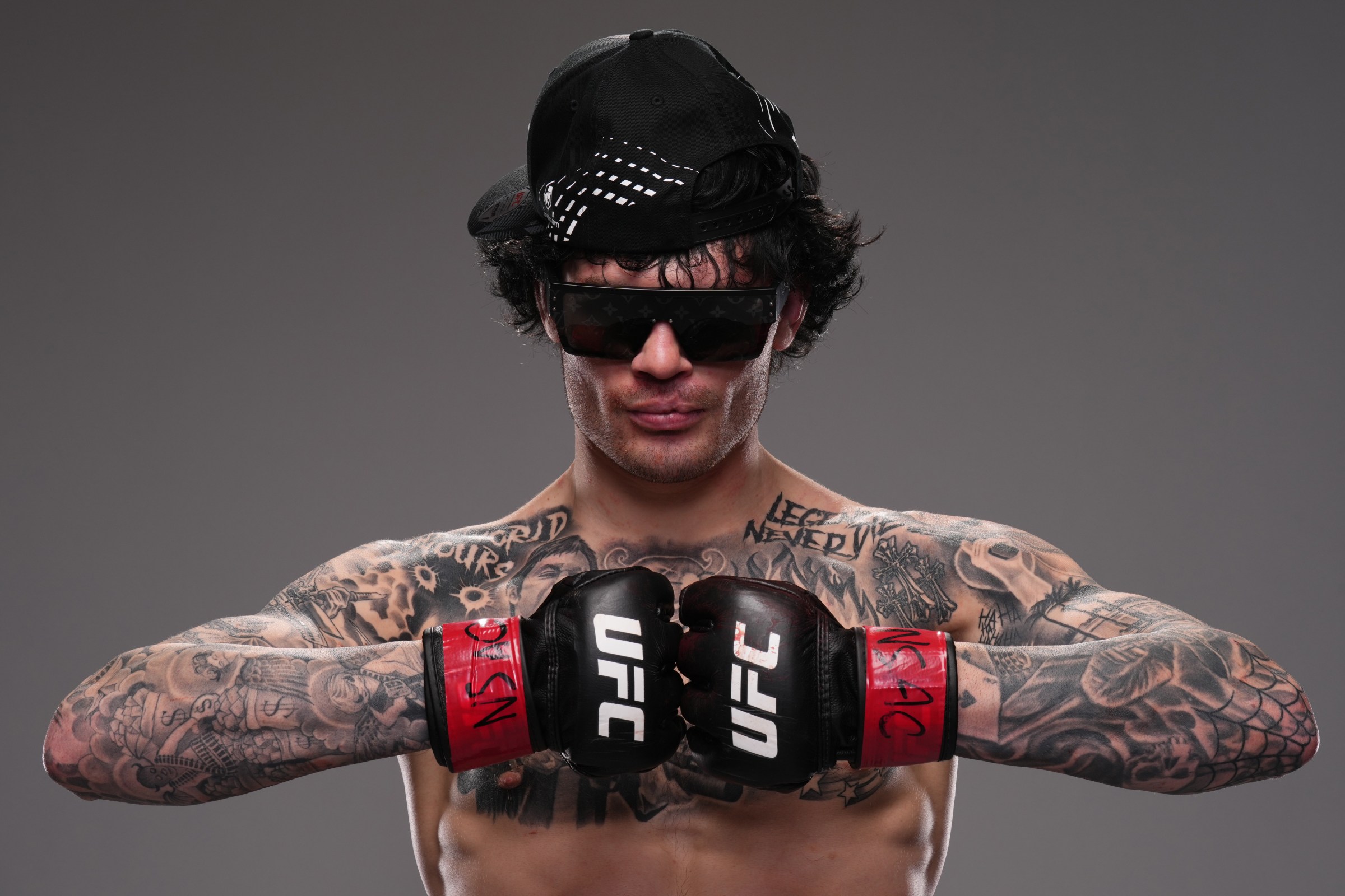 LAS VEGAS, NEVADA - APRIL 04: Tommy McMillen poses for a portrait after his victory during the UFC Fight Night event at Meta APEX on April 04, 2026 in Las Vegas, Nevada. (Photo by Mike Roach/Zuffa LLC)