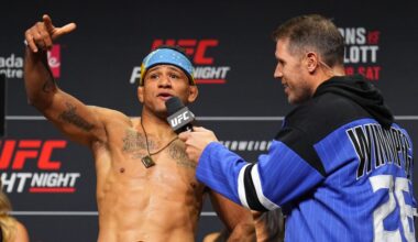 Gilbert Burns draws boos from Canadian crowd at UFC Winnipeg faceoff: ‘I’m going to smash your boy’