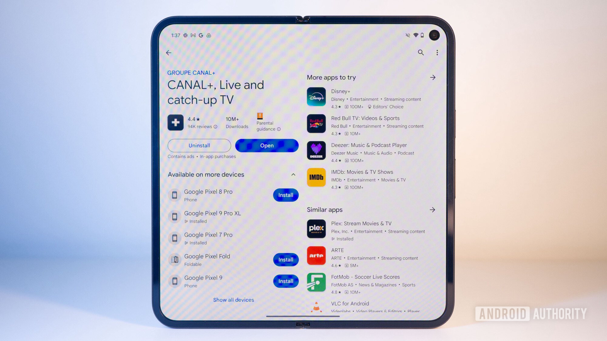 google pixel 9 pro fold unfolded display play store
