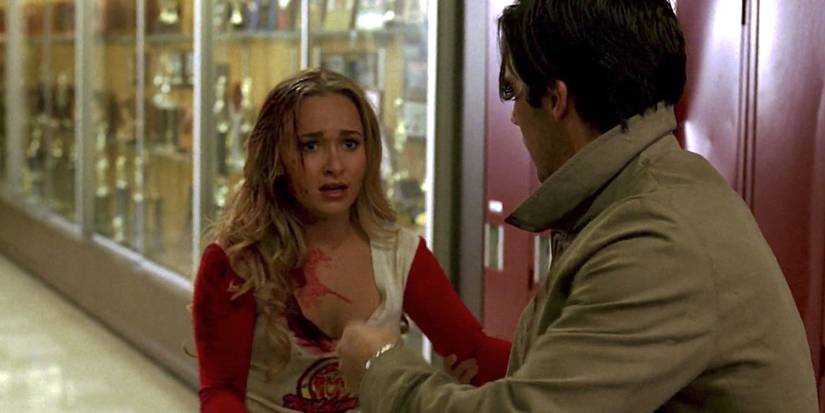 Peter Petrelli (Milo Ventimiglia) saves Claire Bennett (Hayden Panettiere) on 'Heroes'
