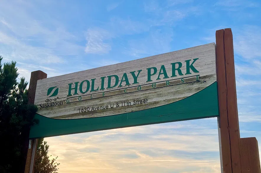The sign at Holiday Park Golf Course in Saskatoon.