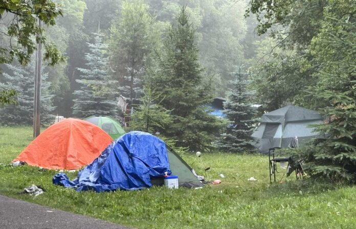 Homeless encampment in Thunder Bay along McVicars Creek