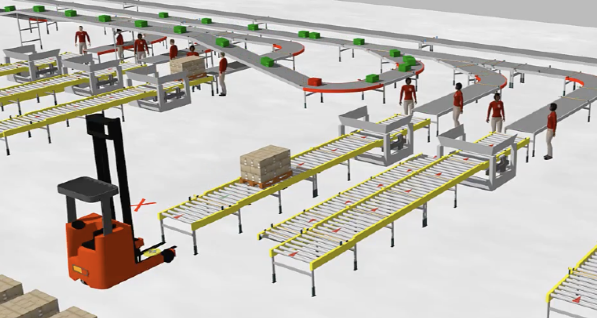 A simulated image of a forklift next to receiving lines.
