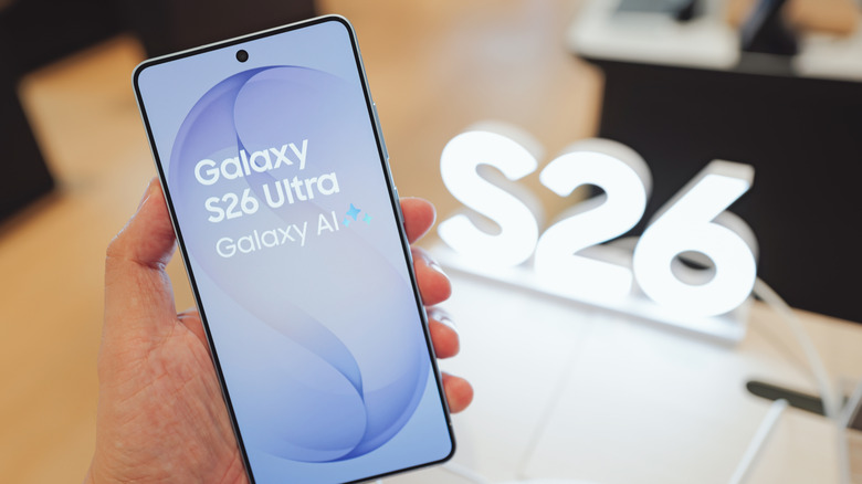 The Galaxy S26 Ultra in hand.