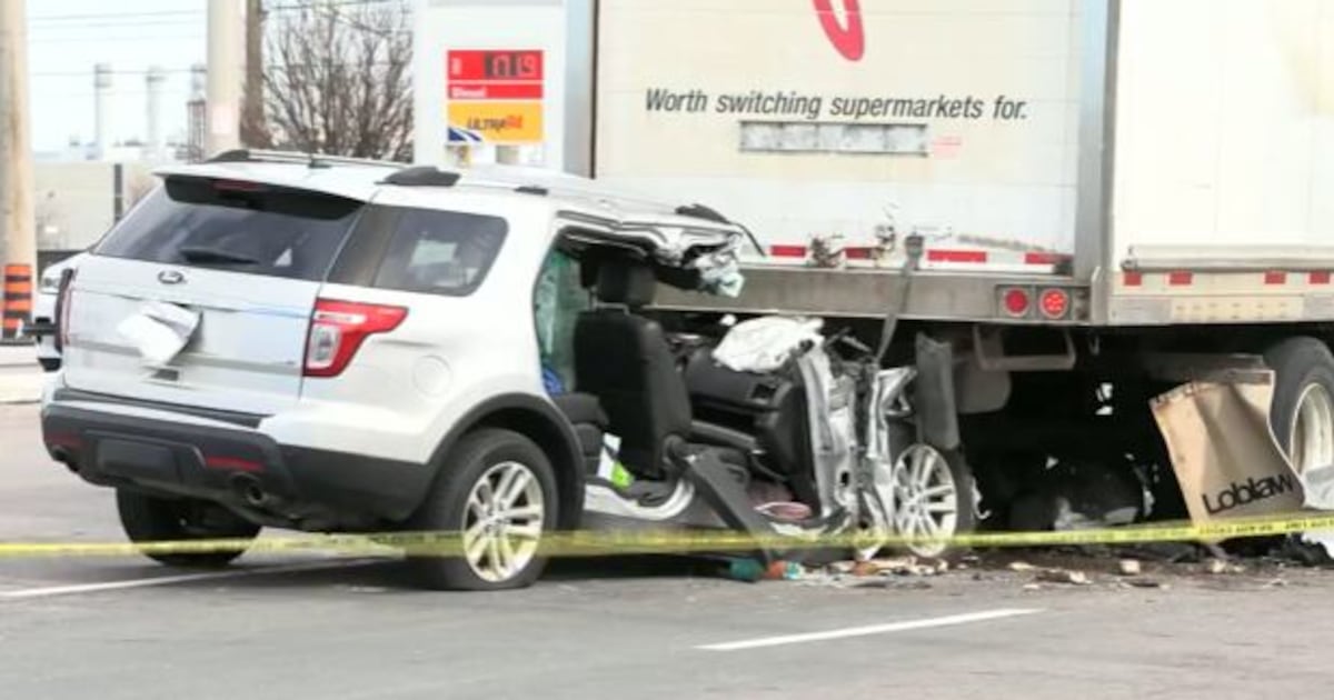 One dead and one critically injured after SUV crashes into truck in Brampton – CP24