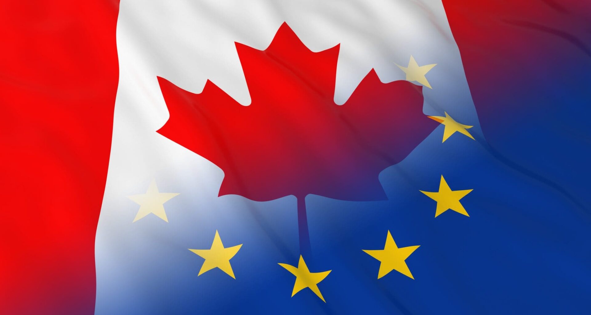 Merged Flags of Canada and the EU 3D Illustration