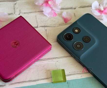 Motorola Razr Ultra next to a Motorola G Play 2026