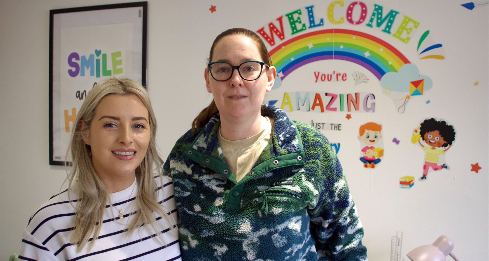 PRAISE: West Belfast MLA Órlaithí Flynn with Sarah Gilmore, founder of Inner Wings Dramatherapy