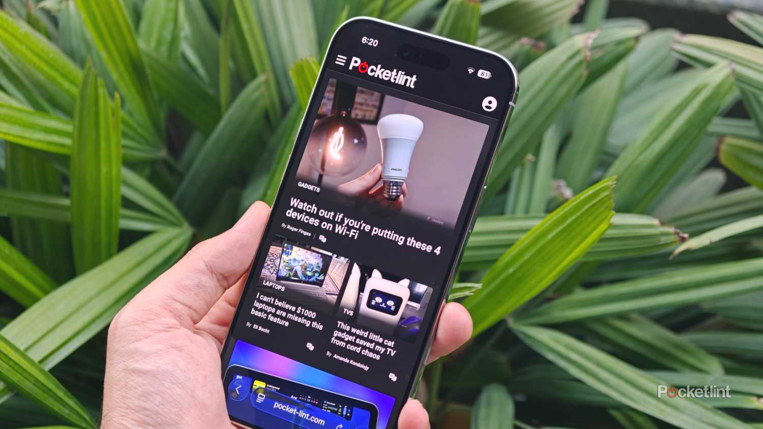 iPhone Air with Pocket-lint website loaded
