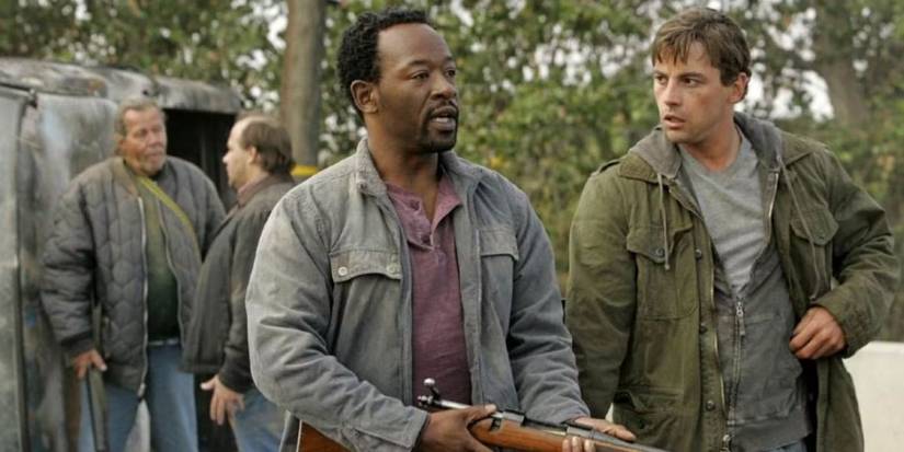 Lennie James as Robert Hawkins and Skeet Ulrich as Jake Green on the CBS series 'Jericho'.