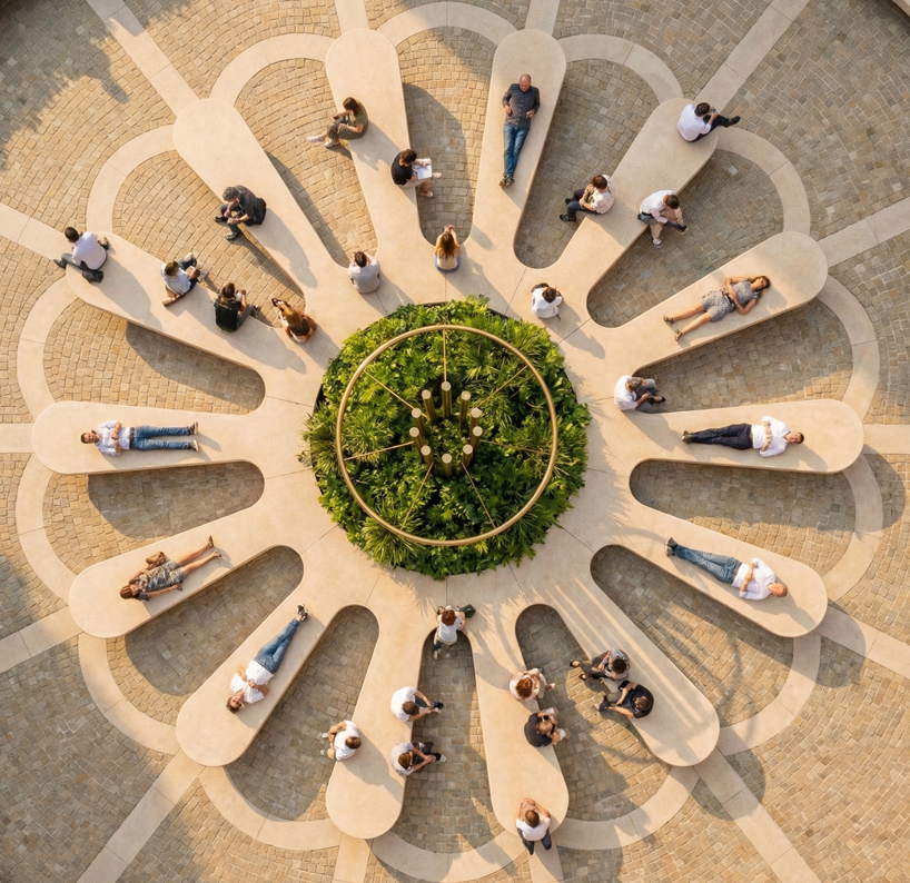 zU-studio installs sunflower sculptural bench into san sebastián’s urban plaza - 3
