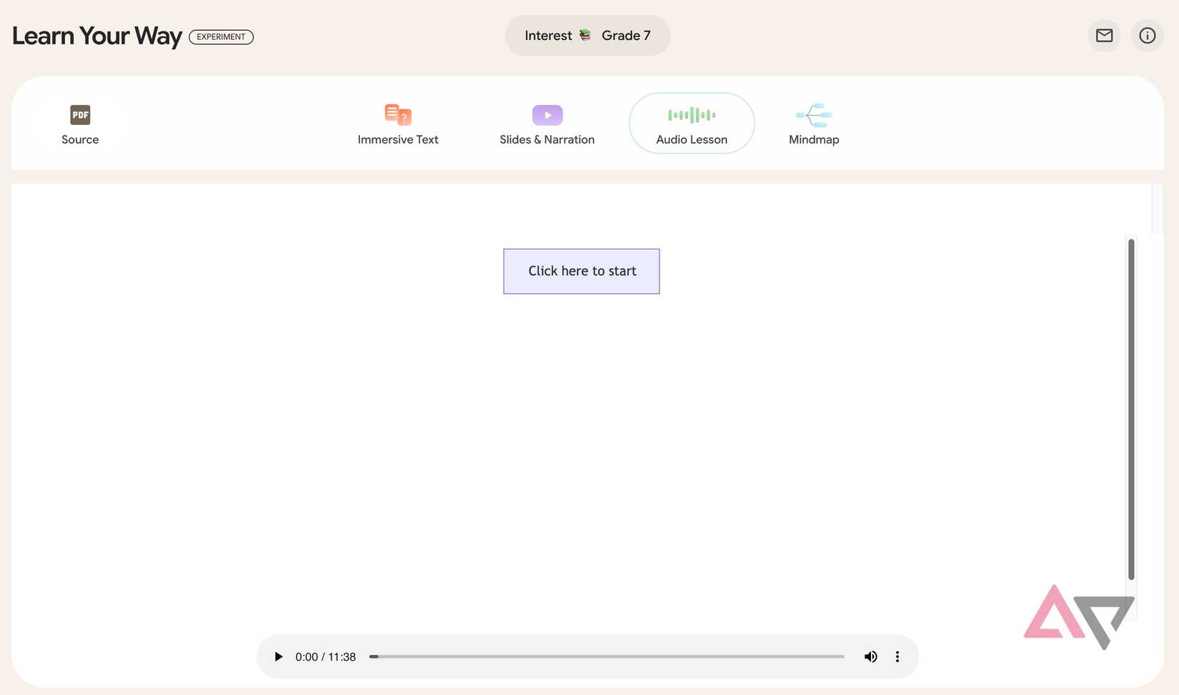 Screenshot showing audio lesson in Learn Your Way