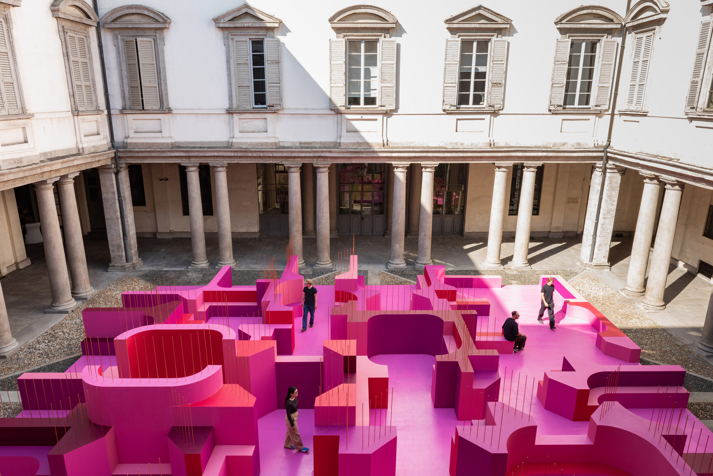 Pink installation in Palazzo Litta
