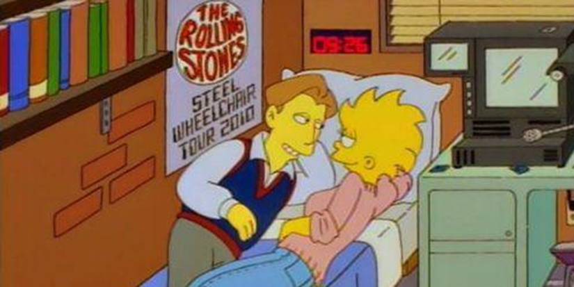 Lisa and Hugh lying in bed in The Simpsons