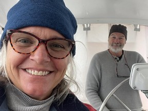 Lynette and Brian Hooker on a voyage in January 2023.