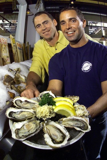 1999: Jamie Gallant (left) and Stafford Lumley of Rodney's Oyster House.