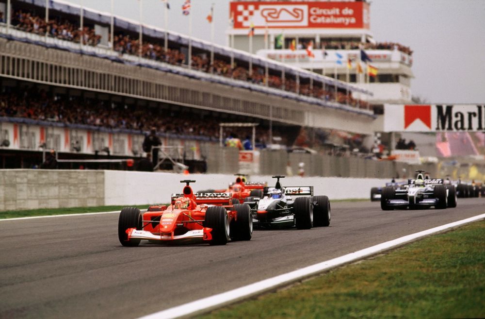 Michael Schumacher, Ferrari F2001, Mika Hakkinen, McLaren MP4/16 Mercedes, Rubens Barrichello, Ferrari F2001