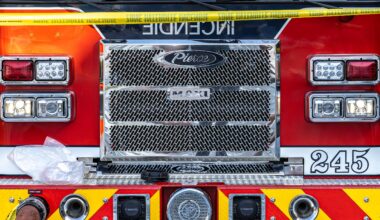 Front of a fire truck.