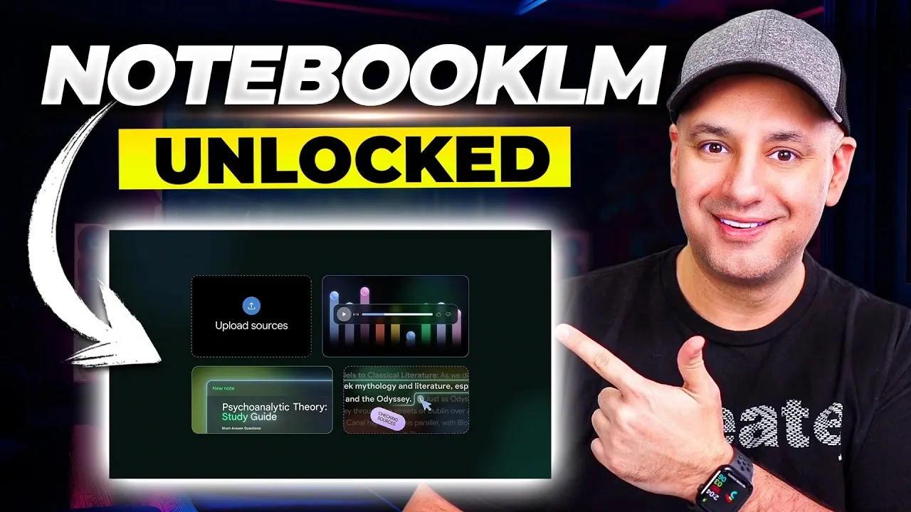 NotebookLM interface showing a 2026 notebook with PDFs, Drive files, and web sources grouped together.