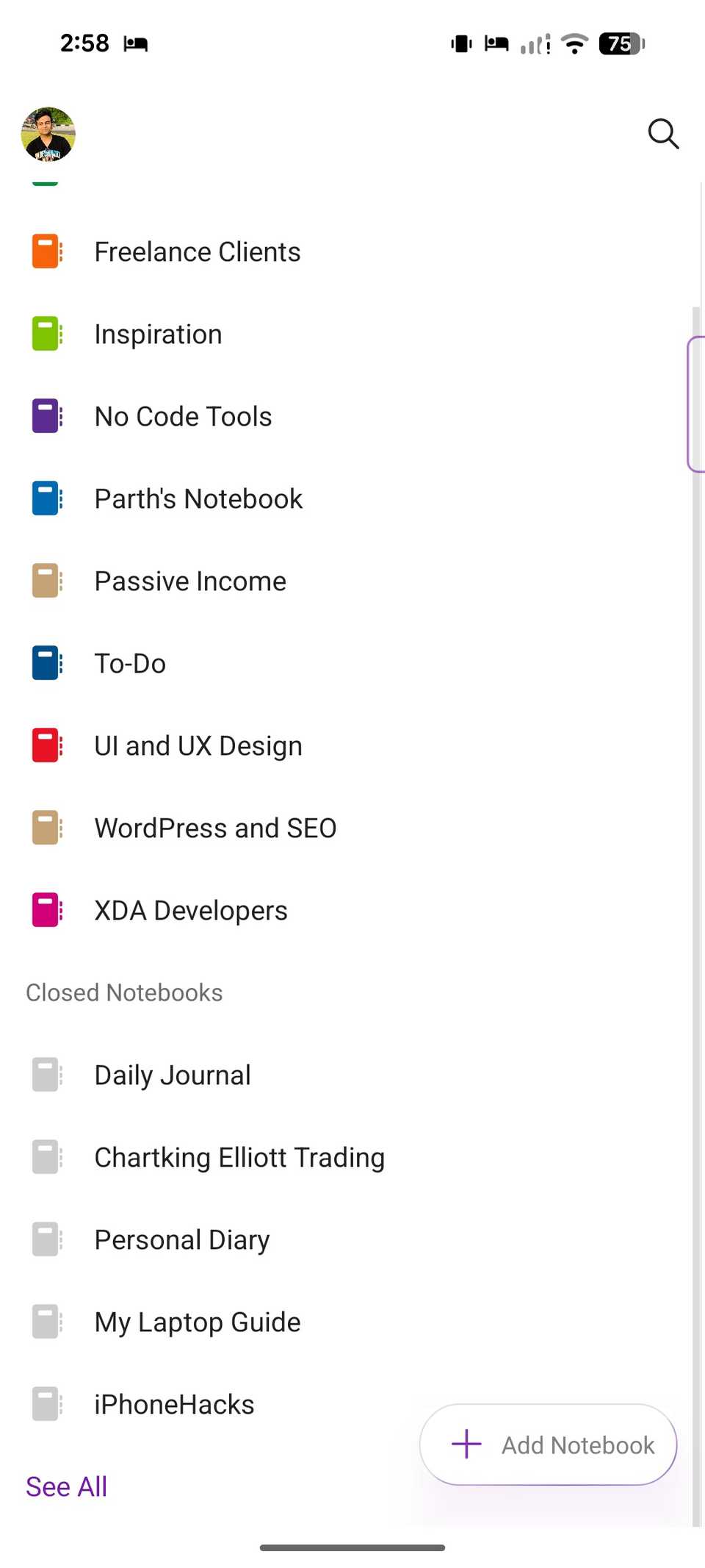 OneNote notebooks