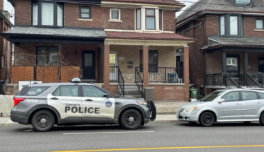 Toronto police investigate an early morning stabbing in the Ossington Avenue and Harbord Street area on April 5, 2026. CITYNEWS/Arthur Pressick
