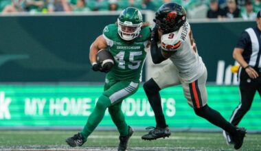 AJ Ouellette ‘bringing the dad strength’ to Riders training camp in May