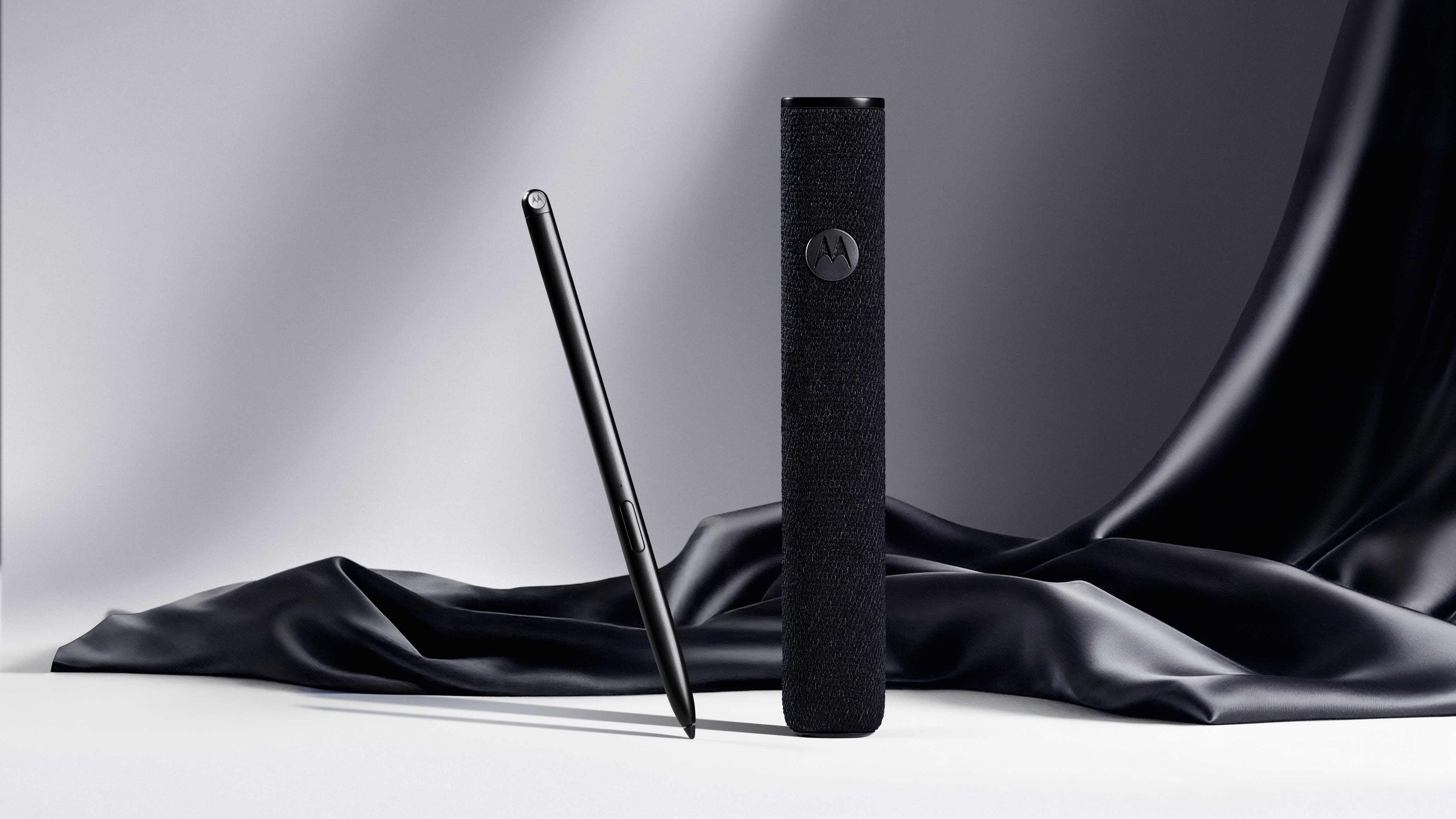 The Motorola Pen Ultra in black with its carrying case.