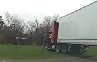 Image of truck stuck in yard