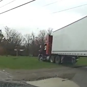 Image of truck stuck in yard