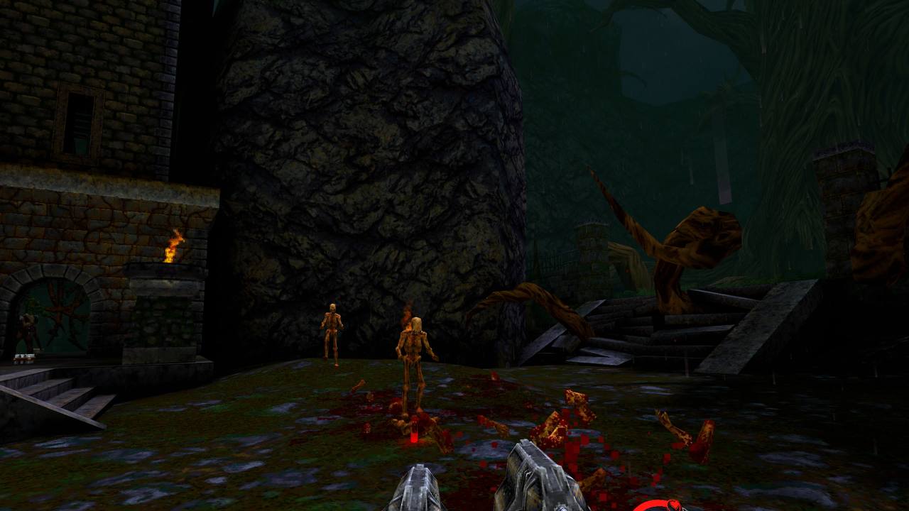 The protagonist of Wrath: Aeon of Ruin fights the undead on a creepy looking forest