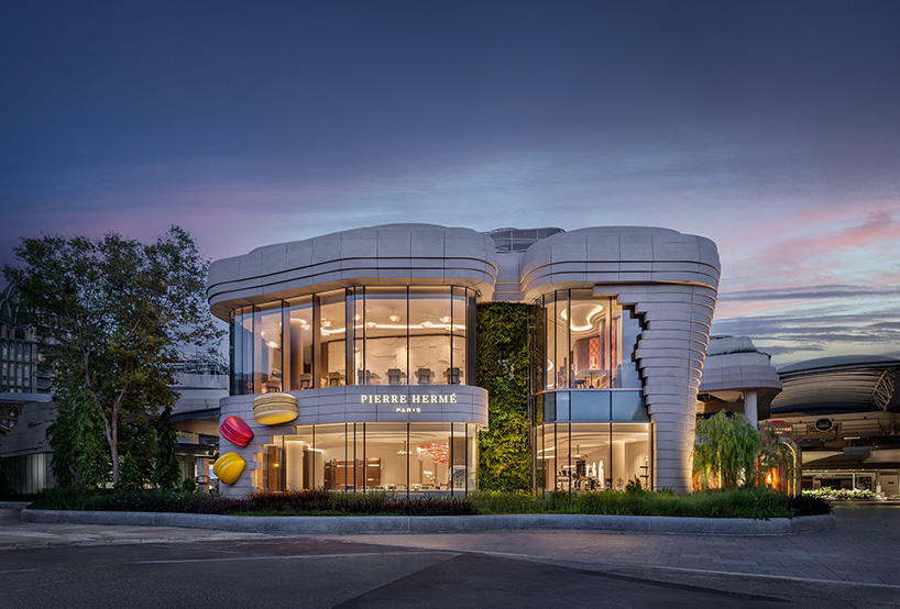 curved wood, rattan, and macaron displays frame a tropical french pâtisserie in singapore - 1