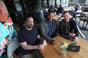 Mike Rose, Justin Mensa-Coker and Teddy Wilkie during lunchtime service at the Banter Room