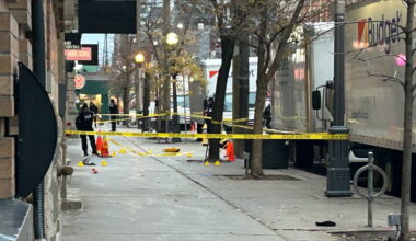 Photo shows the scene of a shooting in the Entertainment District on Nov. 25, 2025. (CityNews)