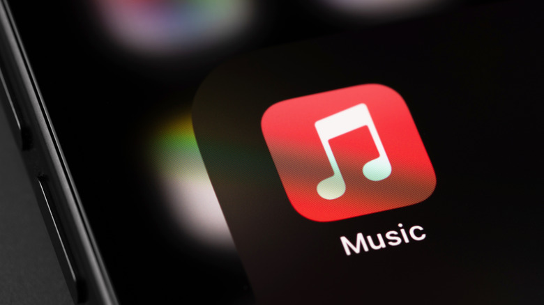 Apple music logo on a smartphone screen