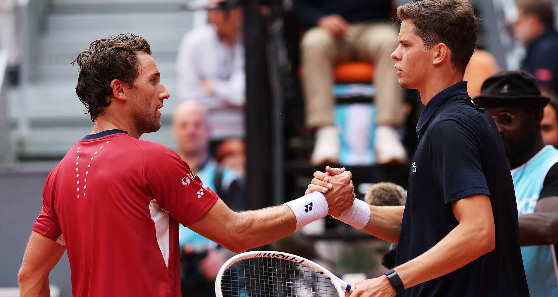 Casper Ruud falls to Alexander Blockx in straight sets in Madrid on Thursday.
