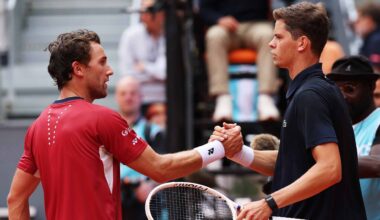 Casper Ruud falls to Alexander Blockx in straight sets in Madrid on Thursday.