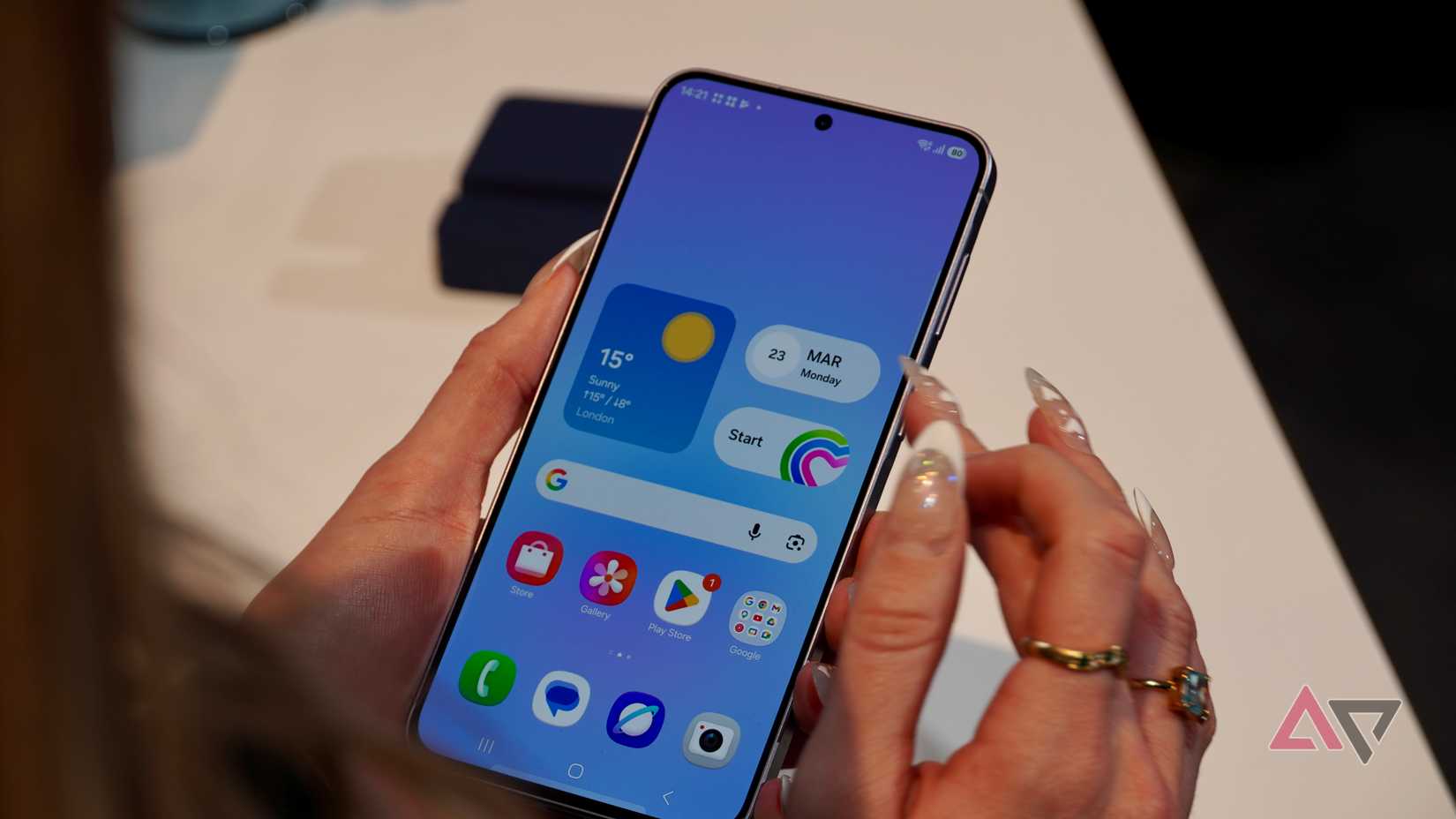 A person using the Samsung Galaxy A57